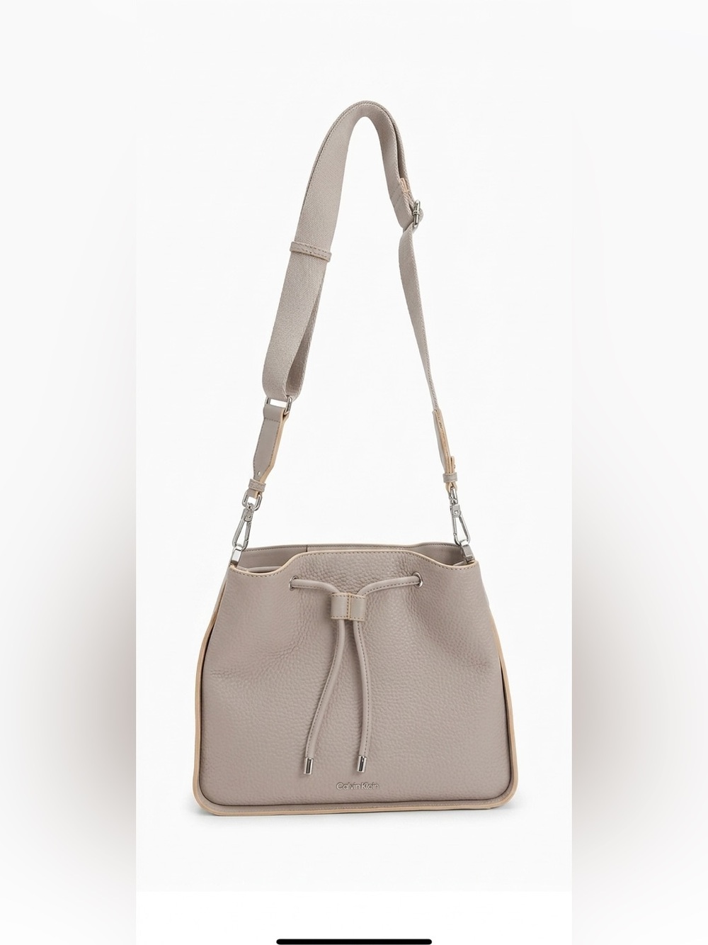 Calvin KLEIN Fay Drawstring Hobo with Adjustable Web Strap Pre Owned